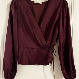 Abercrombie & Fitch Deep Burgundy Wrap Blouse